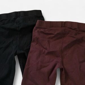 2 Pc Black And Maroon Moto Biker Jeans With Zipper Ankle Details Women’s XS/S